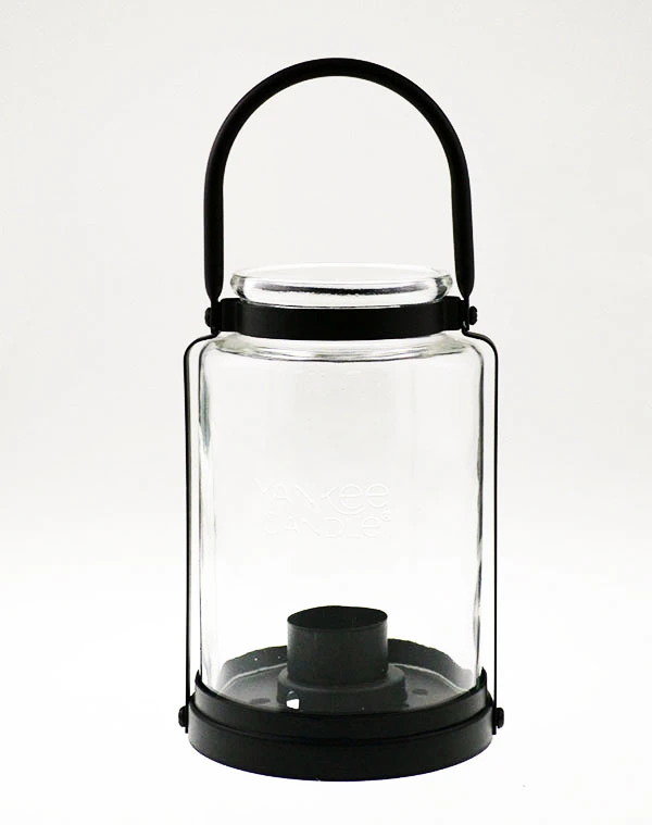 Decoration Glass Lantern with Metal Handle Glass Candle Holder