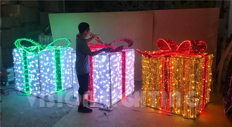 Holiday LED Christmas Lighting 3D Giant Gift Box Decoration for Mall & Street