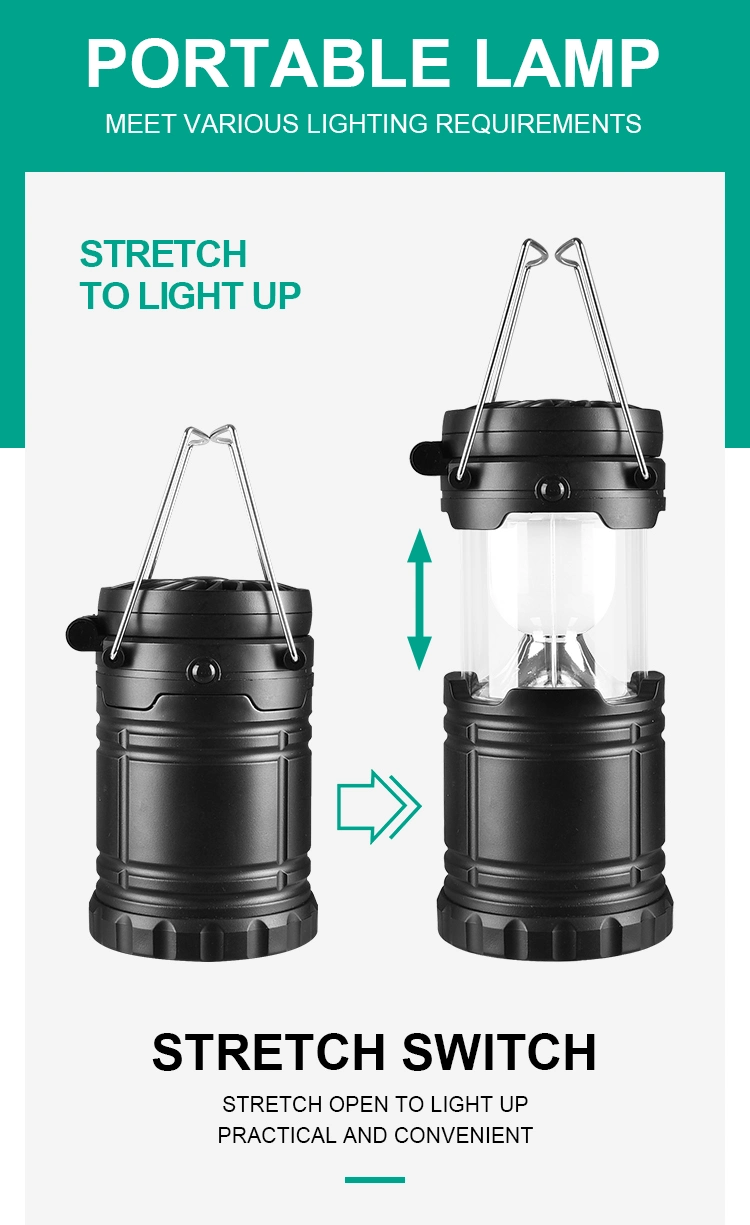 6 LEDs Portable Outdoor Powered by 3AA Batteries LED Multi-Functional Camping Lantern with Fan