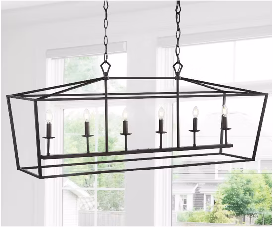 Mattschwarzer Kronleuchter mit 8 Lichtern, Kerzenstil, rechteckige Metalllampe, Hängebeleuchtung, Innenbereich, Haus und Villa, dekorative Hängebeleuchtung
